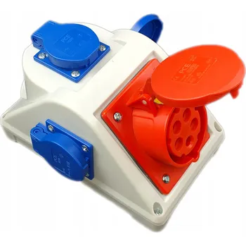 Elektrická zásuvka Kombinovaná zásuvka 16A, silová zásuvka 16A 5p s 3x zásuvkou 230V