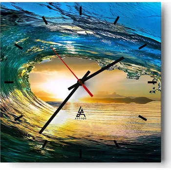 Hodiny Nástěnné hodiny do kuchyně 30x30 Krajina Stylové hodiny na skle Loft Tiché