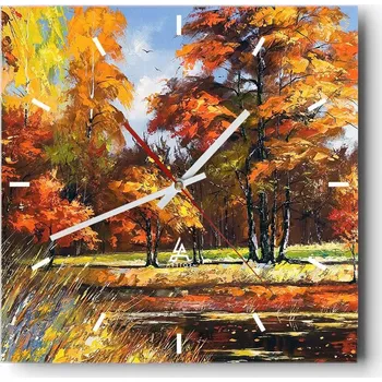 Hodiny Nástěnné hodiny do kuchyně 30x30 Krajina Stylové hodiny na skle Loft Tiché