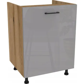 Kuchyňská skříňka Spodní kuchyňská skříňka pod dřez 60 CAPRI Dub Evoke, čelo Šedý Akryl Lesk