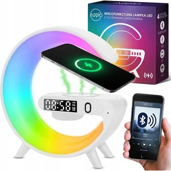 Lampička LED HERNÍ lampa RGB reproduktor INDUKČNÍ nabíječka QI budík