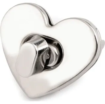 Sada zapínání na kabelku srdce 32x26 mm, barva 1 nikl