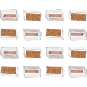 Obraz 16x Bezbarvé filcové podložky / krytky na nohy židlí obdélníkové 20x40mm