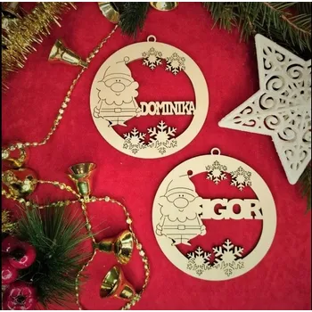 Vánoční dekorace DREWNIANA VÁNOČNÍ KOULE Z IMIENIEM NA VÁNOČNÍ STROMEČEK Mikuláš