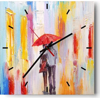 Hodiny Nástěnné hodiny do kuchyně 30x30 Láska Pár Stylové hodiny na skle Loft Tiché