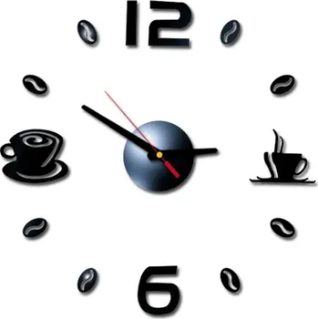 Hodiny Nástěnné hodiny | nalepovací hodiny na zeď - černá