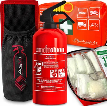 Hasicí přístroj HASICÍ PŘÍSTROJ 1KG LÉKÁRNIČKA DIN 13164 S NÁUSKEM, DRŽÁK DO KUFRU NA SUCHÝ ZIP SADA