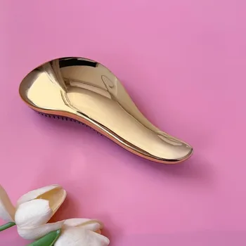 kartáč na vlasy Lesklý masážní kartáč na vlasy - Zlatá