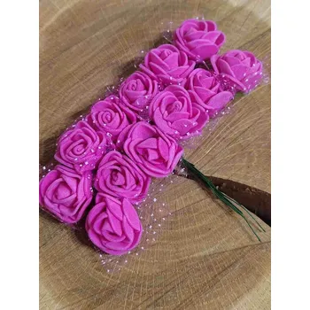 umělá květina Růže na drátku s tylem Ø25 mm barva pink