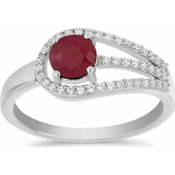 Prsten Prsten stříbrný s broušeným rubínem a zirkony Ag 925 036636 RB 62 mm (US 10) 3,2 g