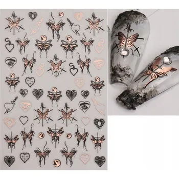 samolepka 3D RŮŽOVOZLATÉ MOTÝLY Samolepky NA NEHTY R41