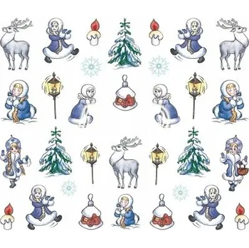 Samolepky na nehty Sněhové vločky a sobíci H73