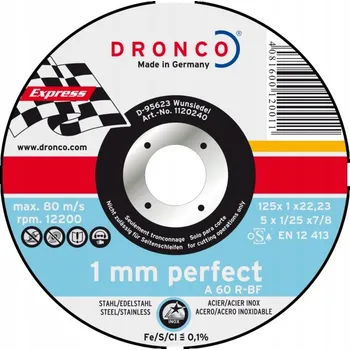 Řezný kotouč KOTOUČ 115MM NA KOV ŘEZNÝ 115mm X 1X 22,2mm DRONCO GERMANY