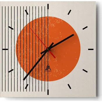 Hodiny Nástěnné hodiny do kuchyně 30x30 Slunce Stylové hodiny na skle Loft Tiché