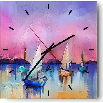 Hodiny Nástěnné hodiny do kuchyně 30x30 Krajina Stylové hodiny na skle Loft Tiché