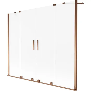 Vanová zástěna Mexen Velar Duo vanová clona 2křídlá posuvná 180 x 150 cm, mat, růžové zlato - 896-180-000-32-60 Vanové zástěny