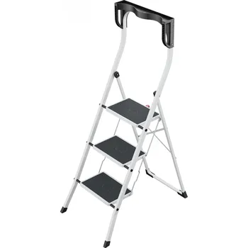 Schůdek Hailo K75 ComfortLine bílé, 3-stupňové - ocelové schůdky