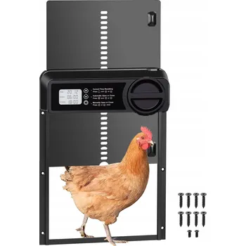 Automatická dvířka do kurníku časovač LCD displej hliníkový na baterie