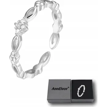 Prsten Prstýnek Tenký Stříbrný Nastavitelný 925 Křišťály Diamantový Ornament