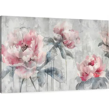Obraz Obraz na plátně na zeď KVĚTINY JAKO MALOVANÉ BETON do OBÝVÁKU 100x70