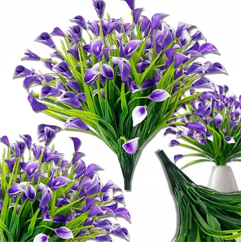 umělá květina Umělé květy fioletowe lilie do wazonu , dekorace kytice, kala 5 ks