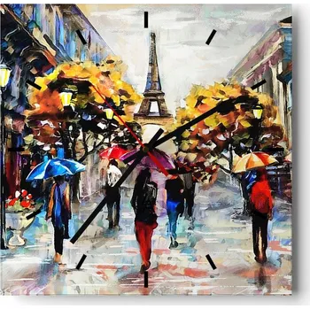 Hodiny Nástěnné hodiny do kuchyně 30x30 Město Stylové hodiny na skle Loft Tiché