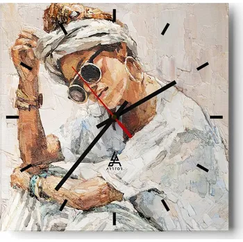 Hodiny Nástěnné hodiny do kuchyně 30x30 Portrét Stylové hodiny na skle Loft Tiché