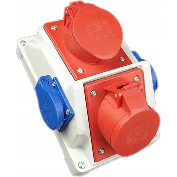 Elektrická zásuvka Kombinovaná zásuvka 16A 2x Silová zásuvka 16A 5kolík s 2x Zásuvka 230V Zásuvky PCE