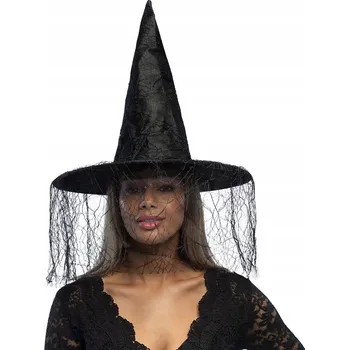 Klobouk Klobouk čarodějnice Boland 97002 s černým závojem