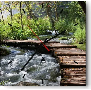 Hodiny Nástěnné hodiny do kuchyně 30x30 Krajina Stylové hodiny na skle Loft Tiché