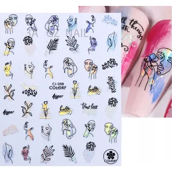 samolepka Samolepky na nehty 3D – obličeje žen, grafika R8