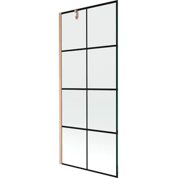 Vanová zástěna Mexen Next sprchová zástěna 1-křídlová 80 x 150 cm, černá mřížka, kartáčovaná měď - 895-080-000-00-77-65 Vanové zástěny