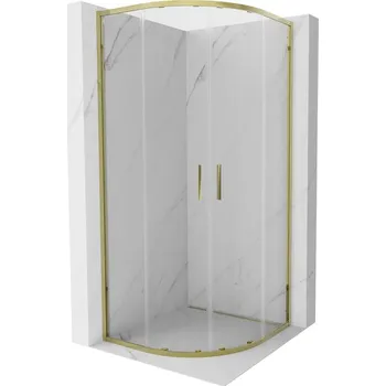 Mexen Exo půlkruhová sprchová kabina posuvná 100 x 100 cm, transparentní, zlatá - 8132-100-100-50-00 Sprchové kouty