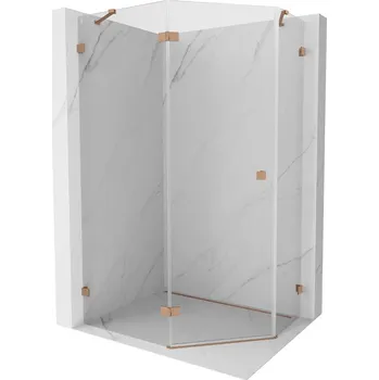 Mexen Lunar Kabina sprchová pětiúhelníková výklopná levá 100 x 80 cm, transparentní, kartáčovaná měď Sprchové kouty