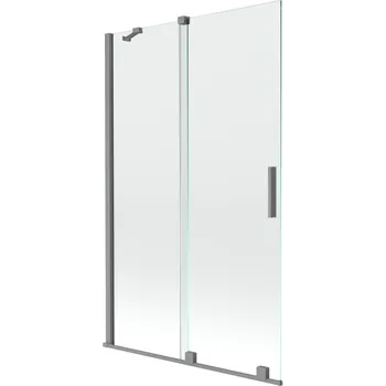 Vanová zástěna Mexen Velar dvoukřídlová sprchová zástěna, posuvná, 110 x 150 cm, transparentní, gun metal - 896-110-000-01-95 Vanové zástěny