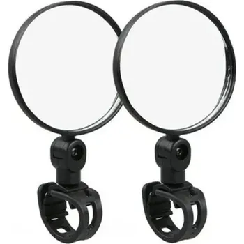 Cyklosvítilna Sada 2 ks kulatých zpětných zrcátek na kolo 7,5 cm Otočná cyklo zrcátka s držákem na řídítka 360° rotace Bezpečnostní doplněk pro cyklisty