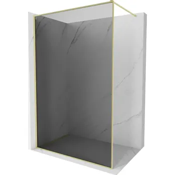 Mexen Kioto-XF sprchová stěna Walk-in s rámem 90 x 202 cm, grafit 10 mm, zlatá kartáčovaná - 800-090-104-55-40-X Sprchové stěny