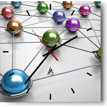 Hodiny Nástěnné hodiny do kuchyně 30x30 Abstrakce Stylové hodiny na skle Loft Tiché