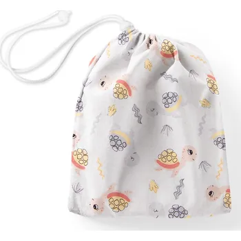 Školní sáček Bavlněný pytlík/sáček na přezůvky Sandra SA-373 Veselé želvičky na bílém