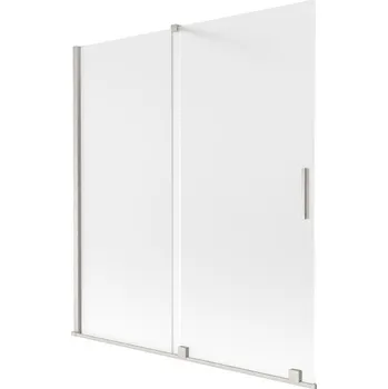 Vanová zástěna Mexen Velar vana dvoukřídlová roztažná 150 x 150 cm, matná, kartáčovaný nikl - 896-150-000-31-97 Vanové zástěny