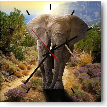 Hodiny Nástěnné hodiny do kuchyně 30x30 Zvířata Stylové hodiny na skle Loft Tiché