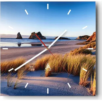 Hodiny Velké nástěnné hodiny na zeď 40x40 Písečné duny Skleněné hodiny Čtvercové Tiché