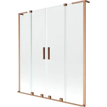 Vanová zástěna Mexen Velar L Duo paravan na vanu, dvoudílný, posuvný, 150 x 150 cm, transparentní, kartáčovaná měď - 896-150-003-02-65 Vanové zástěny