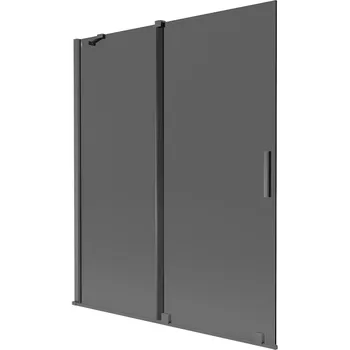 Vanová zástěna Mexen Velar dvoukřídlové roztažitelné vanové dveře 140 x 150 cm, grafit, kartáčovaná gun gray - 896-140-000-41-66 Vanové zástěny