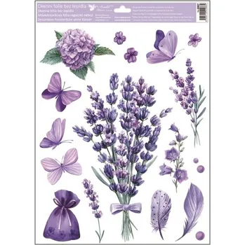 Okenní dekorace Anděl Okenní fólie s glitry Levandule s pytlíkem 30 x 42 cm