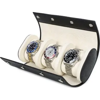 Box na hodinky Contacts® Kožené pouzdro na 3 hodinky Saffiano Černé Contacts 97k-cube