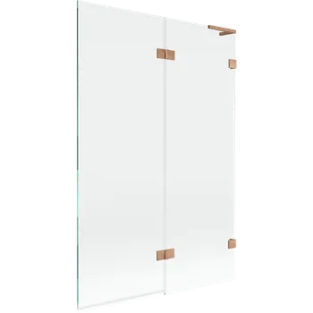 Vanová zástěna Mexen Lunar L vanová zástěna 2-křídlá pravá 120 x 150 cm, transparentní, kartáčovaná měď - 897L-120-100-65-00-P Vanové zástěny