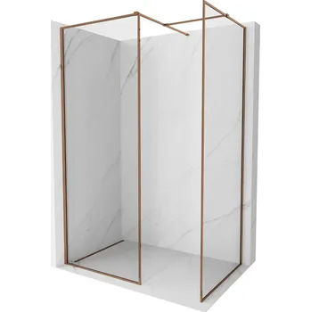 Mexen Kioto-F sprchová stěna Walk-in s rámem 150 x 70 cm, transparentní 8 mm, růžové zlato - 800-150-202-04-60-070 Sprchové stěny
