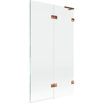 Vanová zástěna Mexen Lunar L vanový paraván 2-křídlový pravý 100 x 150 cm, transparentní, růžové zlato - 897L-100-100-60-00-P Vanové zástěny