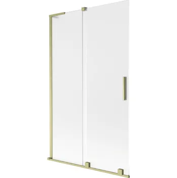 Vanová zástěna Mexen Velar L vanová zástěna 2-křídlová posuvná 110 x 150 cm, matné sklo, zlatý kartáčovaný - 896-110-003-31-55 Vanové zástěny